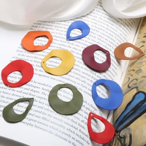 Scrub rubber painting color fold hollow round drop pendant DIY handmade jewelry earrings nail accessories materials
