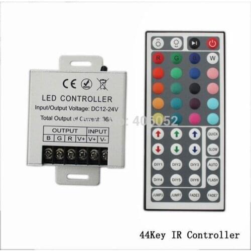 Controller IR Remote Controller RGB Aluminum Shell 36A 432W 44 Keys Dc12-24v For RGB LED Strip SMD 5050 3528 5730 4PCS DC 12-24V