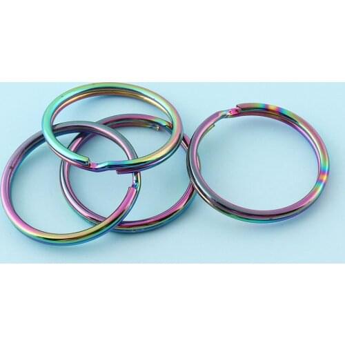 Rainbow Keyrings 25mm Round Jewelry rings Metal Round Split Rings for Key Chain Jump rings Wholesale Key Lanyard Findings