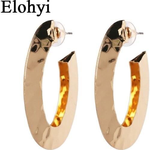 ELOHYI New C Trpe Vintage Fashion Texture Alloy Women Earring Drop Statement Puke Exaggeration Earring For Women Free Shipping