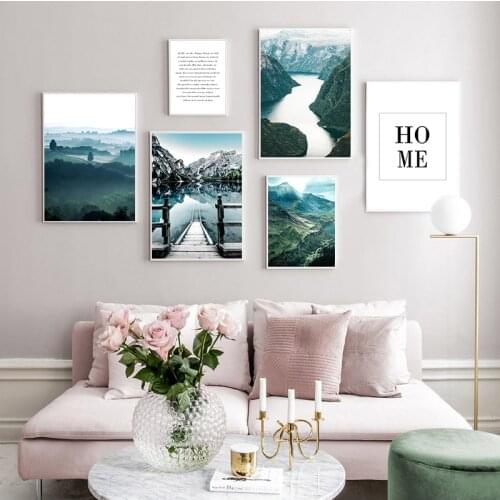 Scandinavian Dolomites Lake Nature Landscape Nordic Style Wall Art Canvas Print Painting Living Room Decoration Picture