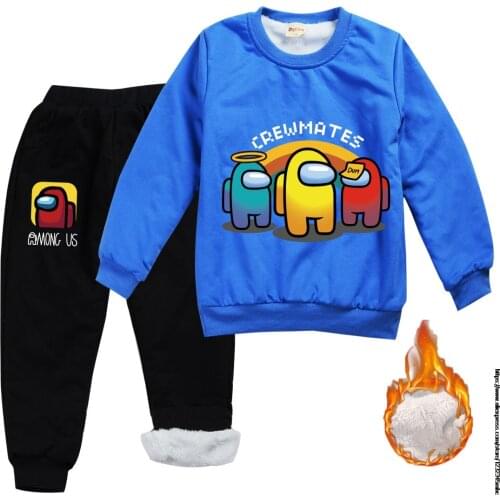Among US boy velvet hoodie + pants clothing sets baby children boys sweatshirts toddler girls fashion kids clothes