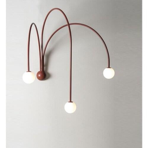 Contracted sitting room of red light villa the special design background wall of the bedroom a study line wall lamp