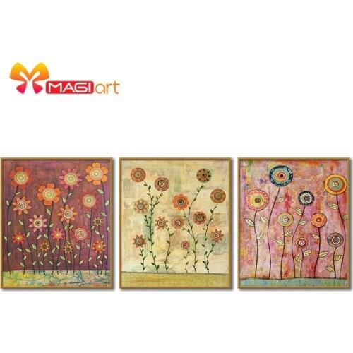 Cross stitch kits Embroidery needlework sets 11CT water soluble canvas patterns 14CT hand-painted style flower garden-NCMF154