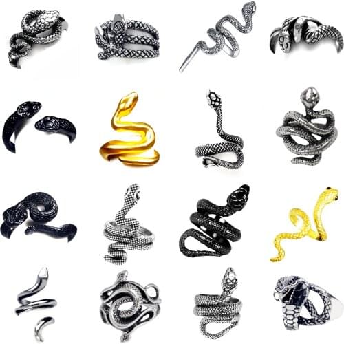 WANGAIYAO couple retro punk snake ring cobra open ring adjustable ring exaggerated male domineering female personality fashion j
