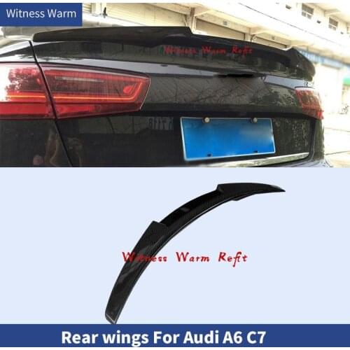 Real Carbon Fiber Rear Trunk Spoiler Lip For Audi A6 C7 4-Door Sedan Quattro 2012-2016 FRP Rear Wing Spoiler Rear Roof Wing