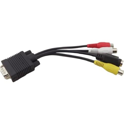1x PC/Laptop VGA SVGA Male to S-Video and 3 RCA Female Composite AV TV Out Converter Adapter Cable 15cm