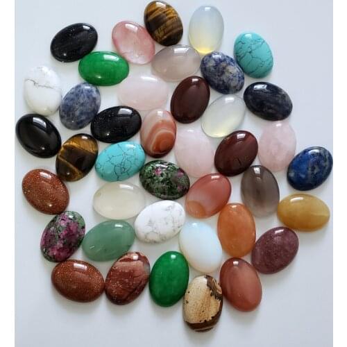 12pcs/lot Wholesale 18x25mm Assorted natural stones mixed Oval CAB CABOCHON stone beads for jewelry making