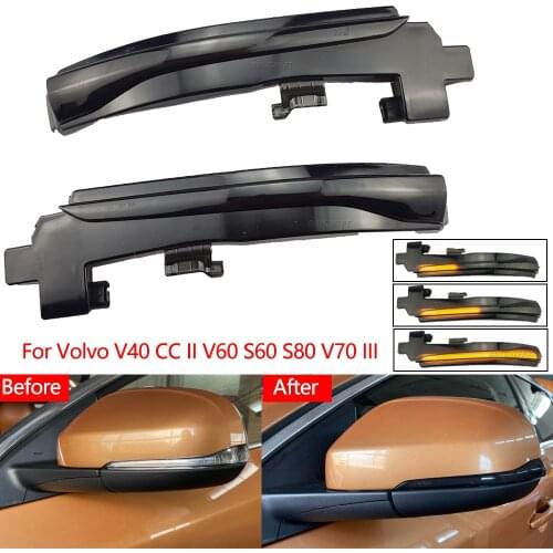 2Pcs Side Mirror Sequential Indicator For Volvo V40 Car LED Dynamic Turn Signal For Volvo S60 CC V60 CC S60 II S80 II V70 III