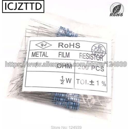 200pcs/bag 0.5W 1% 1/2W 1% Mental Film Resistor 200K 220K 240K 270K 300K 330K 360K 390K 430K 470K 510K 560K 620K 680K 750K 820K