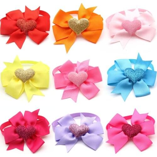 30/50 Pcs Dogs Pets Accessories Valentines Day Puppy Dog Cat Bowties Necktie Love Heart Design Dogs Pet Bow Tie Grooming Bows