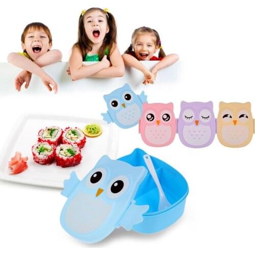 60 pcs Cartoon Owl Lunch Box Food Fruit Storage Container Portable Kids Student Bento Box Children Gifts For Food Picnic Set