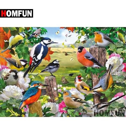 HOMFUN 5D DIY Diamond Painting Full Square/Round Drill "Bird flower" 3D Embroidery Cross Stitch gift Home Decor Gift A08210