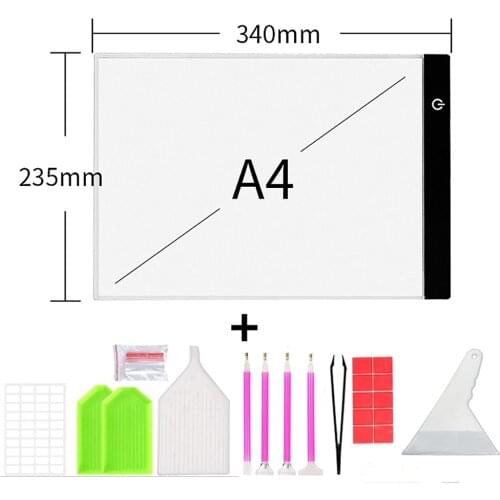 Diamond Painting Embroidery Tools Suit A3 A4/A5 Size LED Light Tablet Pad 5D Diamond Mosaic Accessories Three Level Dimmable