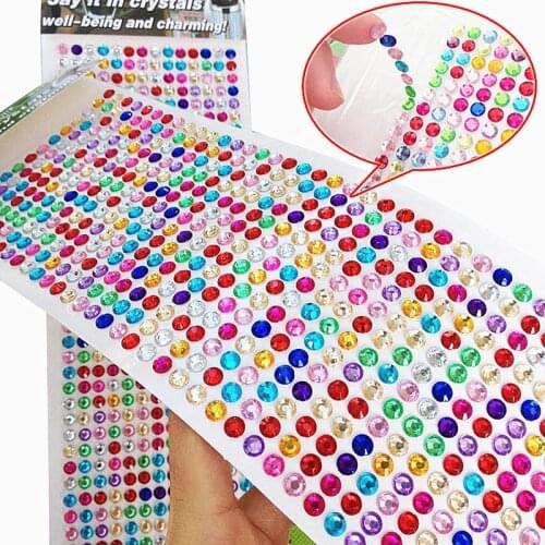 504pcs 6mm Rhinestone Applique DIY Scrapbooking Decoration Acrylic Resin Diamond Stickers Paste on Phone Case Car Wall Stickers