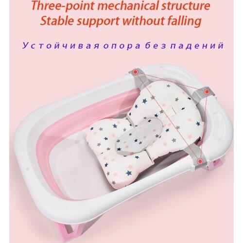 Baby Shower Bath Tub Pad Non-Slip Bathtub Seat Support Mat Newborn Safety Security Bath Support Cushion Foldable Soft Pillow