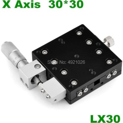 Free shipping X Axis 30*30mm Cross Rail Manual Linear Stage Platform Sliding Table LX30-L LX30-R LX30-C