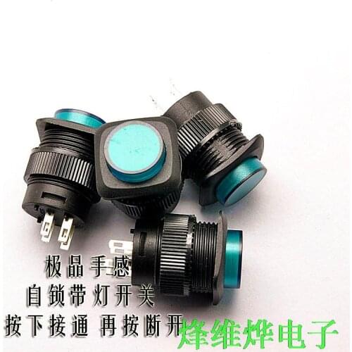 Free packet mail with light self locking switch button switch /R16-504AD cabinet shaped 3A/250V 16MM green 5