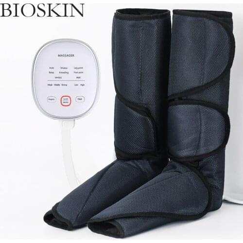 BIOSKIN Leg Air Compression Massager Heated for Foot and Calf Thigh Circulation with Handheld Controller 6 Modes 3 Intensities