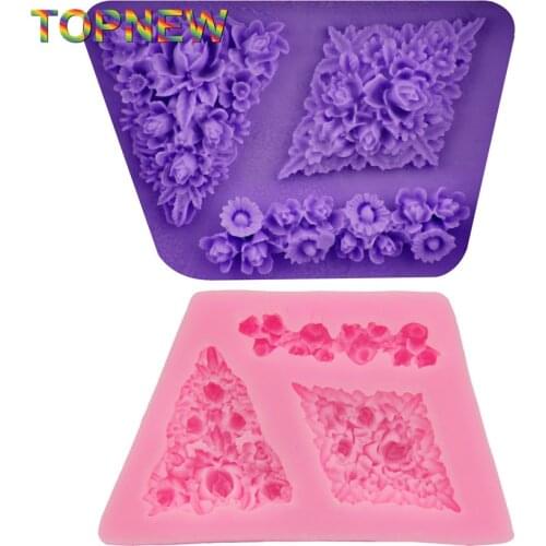 Floral Geometric Shapes Fondant Silicone Mold for Soap Candy Jello Jelly sugar Molds moulds DIY Cake Decor Tool C1732