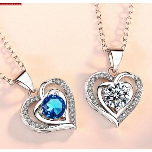 Double Heart Crystal Necklace Pendant Silver Plated New Fashion Heart Pendant Of Necklace For Women Necklaces & Pendants Jewelry