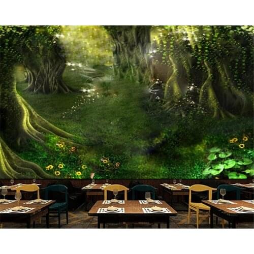 Beibehang Customize any size children room background wall wallpaper mural fairy tale forest tree path wallpaper for kids room