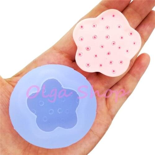 FYL763 44.4mm Flower Shaped Plate Silicone Mold Doll House Miniaturesweet Sugarcraft Cake Decorating Resin Art Aromatherapy DIY
