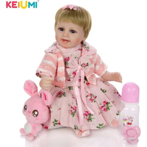 KEIUMI New Style 42Cm Smiley Face Cute Reborn Soft Silicone Vinyl Reborn Baby Doll kid Playmates For Birthday Gifts