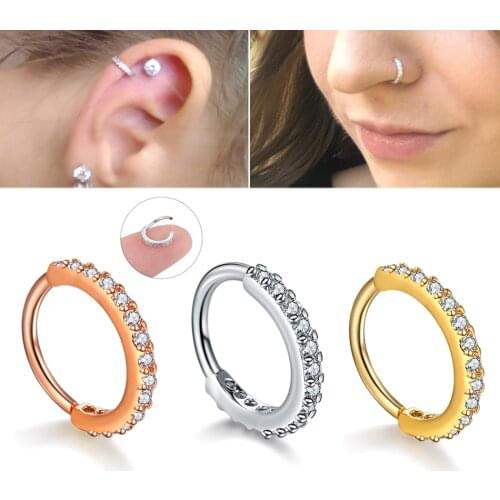 Girls CZ Nose Piercing For Women Fashion Nose Hoop Nostril Nose Ring Helix Cartilage Tragus Ring Body Jewelry