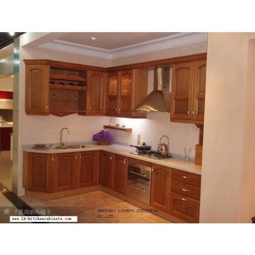 European style kitchen cabinet solid wood (LH-SW025)