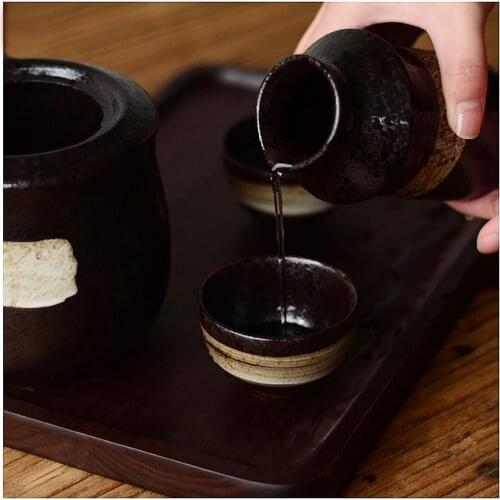 Japanese brush warm wine hot wine pot set white yellow rice wine distributor set Japanese sake wineware