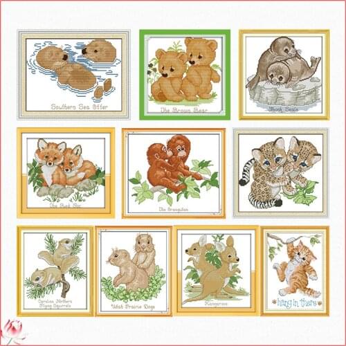 Joy Sunday Cross Stitch Kit DIY Cute Animal Pattern Chinese Embroidery 11CT14CT Needlework Sewing Kit Home Decoration Painting