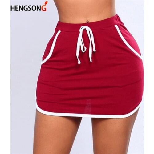 2020 New Women Tennis Skirts Badminton Yoga Running Dance Shorts Summer Anti Exposure Stripe Drawstring Sports Skirt