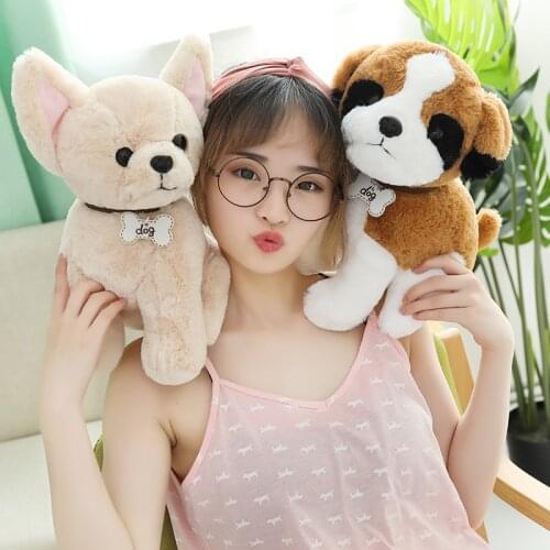 New 22 30 CM Plush Adorable Schnauzer Chihuahua Simulation Pet Dog cute soft Soothing doll lifelike lucky toy festival Christmas