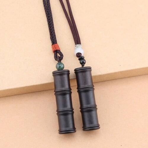 New Vintage Wood Necklace Women And Men Ebony Ping An Auspicious bamboo Sweater Chain Amulet Pendant Gifts Souvenir