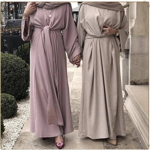Solid Open Kaftan Dubai Abaya Turkey Kimono Cardigan Robe Muslim Hijab Dress Ramadan Abayas For Women Caftan Islamic Clothing