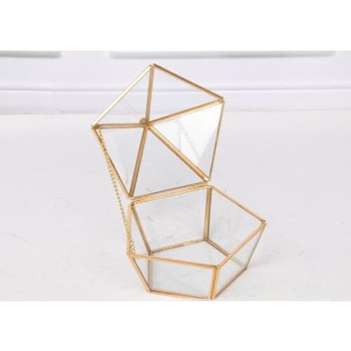Personalized Glass Jewelry storage box European style Irregular Glass Geometric Cosmetic container Engagement Ring Box
