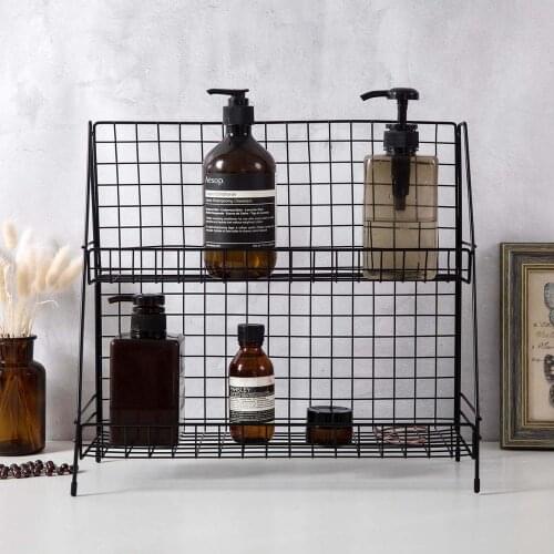 Hot Desktop Storage Shelf Double Layer Iron Rack Cosmetic Books Shelves Holder Kitchen Rack Bathroom Sundries Makeup Organizer