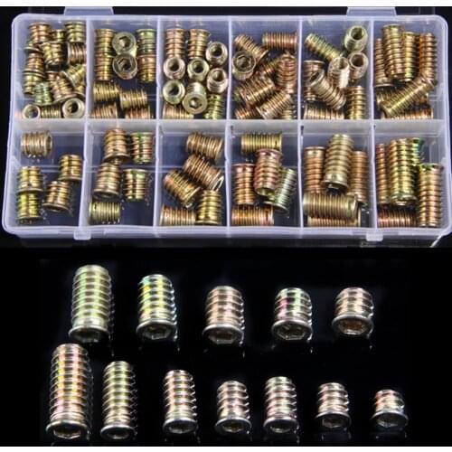 94PCS M6 M8 carbon steel Thread For Wood Insert Nut Flanged Hex Drive Head Furniture Nuts Hexagon Socket Countersunk Head Nuts