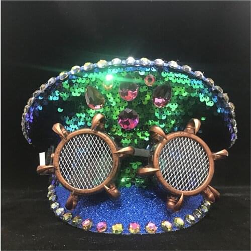 Steampunk 2019 Fashion Men Women Green Police Hat With Metal Classes Performance Military Hat Captain Hat Guard Hat