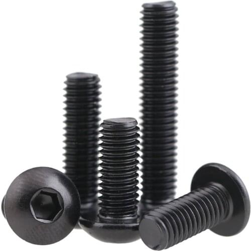 10-50Pcs M3 M4 M5 DIN7380 Black 304 Stainless Steel Hex Hexagon Socket Pan Round Button Head Screw Round Head Hex Head Screw