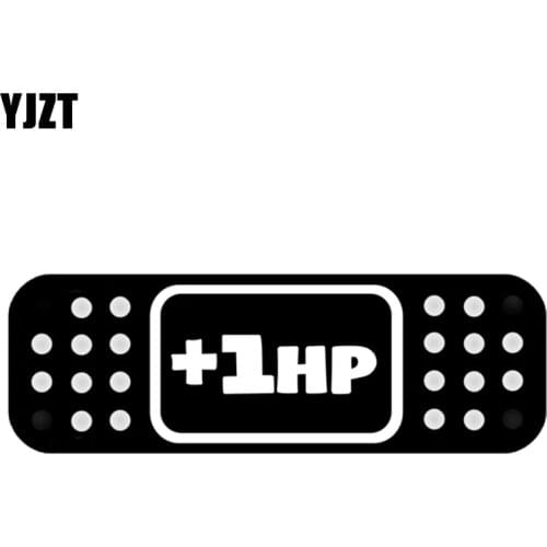 YJZT 12*4CM Cartoon +1HP BAND AID JDM Decal Car Sticker Accessories Black/Silver Vinyl S8-1442