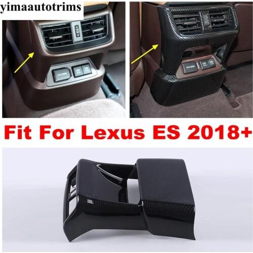 Rear Air Outlet Vent Cover Trim Anti-kick Board Central Armrest Box Protective Carbon Fiber Look Kit For Lexus ES 2018 - 2021