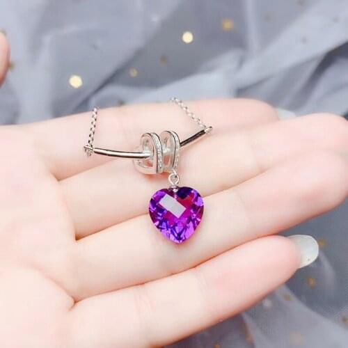 Natural Amethyst Heart Clavicle chain for women Party S925 Silver Fine Jewelry Real Amethyst Gemstones Genuine Certificate #Q111