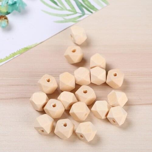 10pcs 12/16/20mm Wood Color Beads Unfinished Geometric Beads Spacer Loose Beads for DIY Geometry Wooden Handmade Bracelets