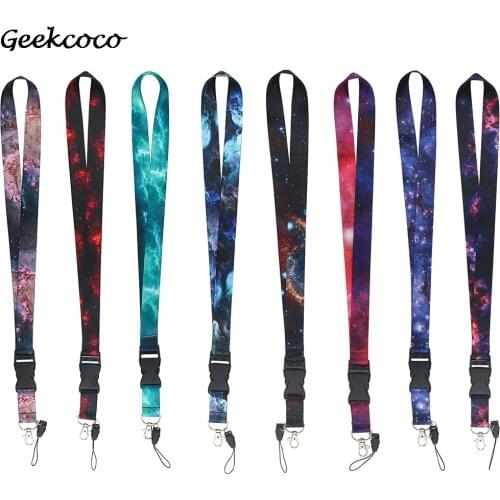 10pcs/lot J2080 Multicolor Cartoon Starry sky Lanyard For keys Hang Ropes Phone Badge Holder Neck Straps Necklaces