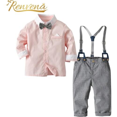 2Pcs Baby Boys Clothes Set Children Clothing Outfits Long Sleeve Shirt Pants Sets Kids Boys Wedding Suit Party Gentleman Costume