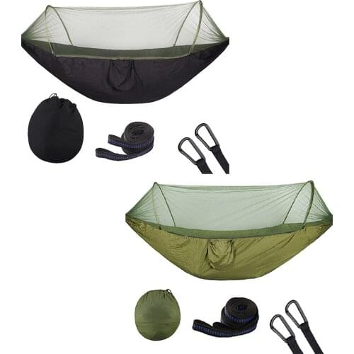 2PCS Outdoor Hammock Hanging Bed with Mosquito Net Camping Swing Tree Tent for Hiking Travel Backpacking