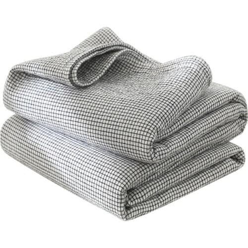 4 Layers Plaid Design Cotton Bed Blanket King Queen Size Summer Blanket Home Bedsheet Air Conditioner Room Sleeping Blanket