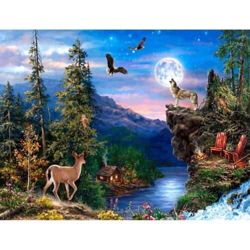 5d Diamond Painting Forest Animal Full Square Round Diamond Embroidery Scenery Picture Of Rhinestones Home Decor Gift